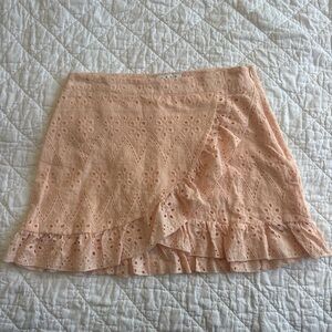 HYFVE Peach Eyelet Mini Skirt